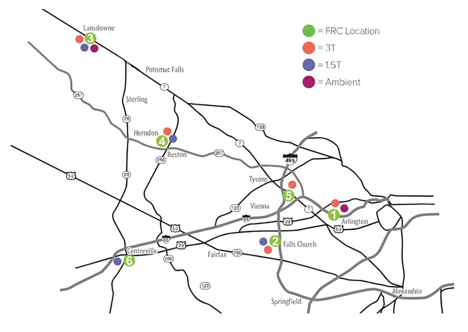 Map of FRC MRI Locations in the Area